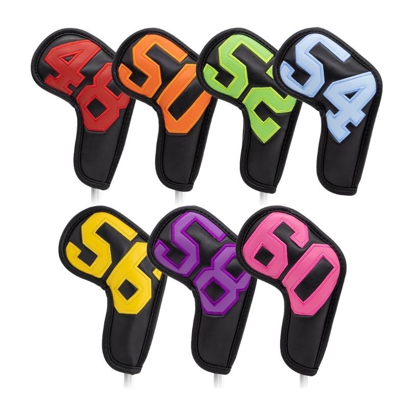 【鉑蒂高爾夫】🔥  PU皮革切桿套 ｜ 高爾夫 多彩立體 數字設計 高質感 挖起桿 多彩切桿組 (48°~60°)-細節圖8