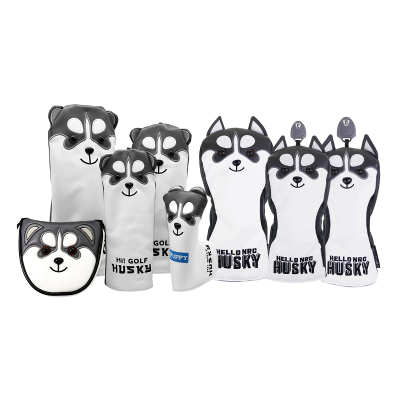 【鉑蒂高爾夫】🔥 哈士奇高爾夫桿套｜ 高爾夫球桿套 木桿套 推桿套 方形 直條 半圓 磁吸閉合 毛巾 高爾夫球袋-細節圖9