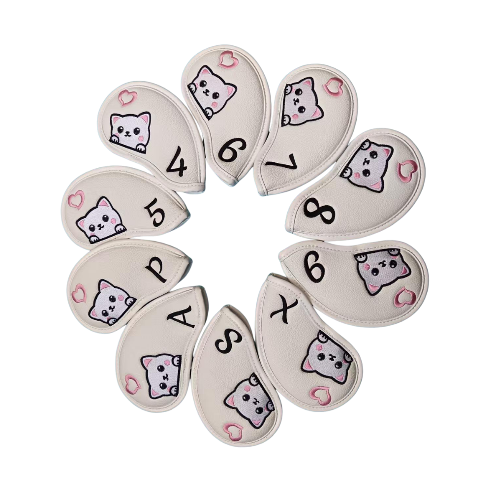 【鉑蒂高爾夫】🔥 可愛貓咪 鐵桿套｜ 高爾夫 保護套 可愛 卡通 鐵桿套 PU保護套 高爾夫桿套 鐵桿 配件 高爾夫用-細節圖8