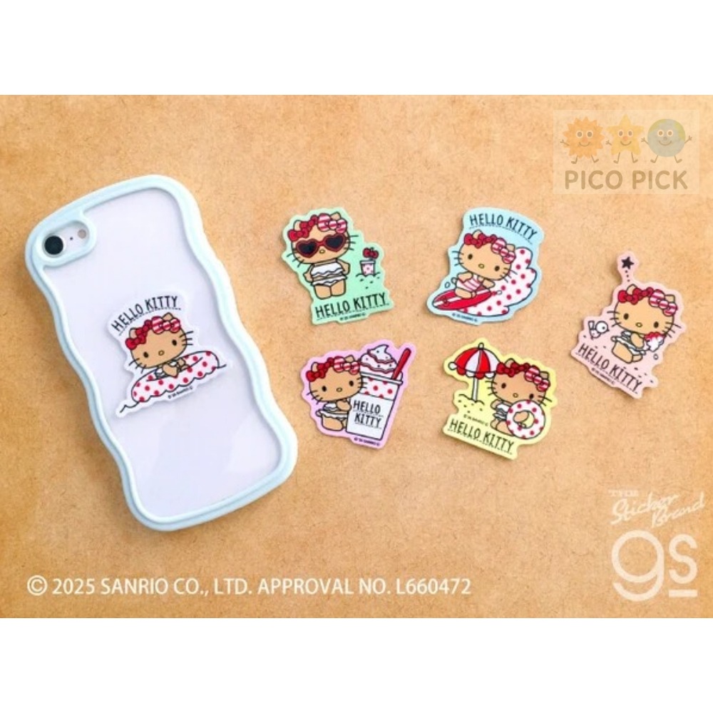 日本🇯🇵正版｜日燒Hello Kitty造型貼紙（2025夏季限定款）｜日曬Kitty 單款／整組販售-細節圖8