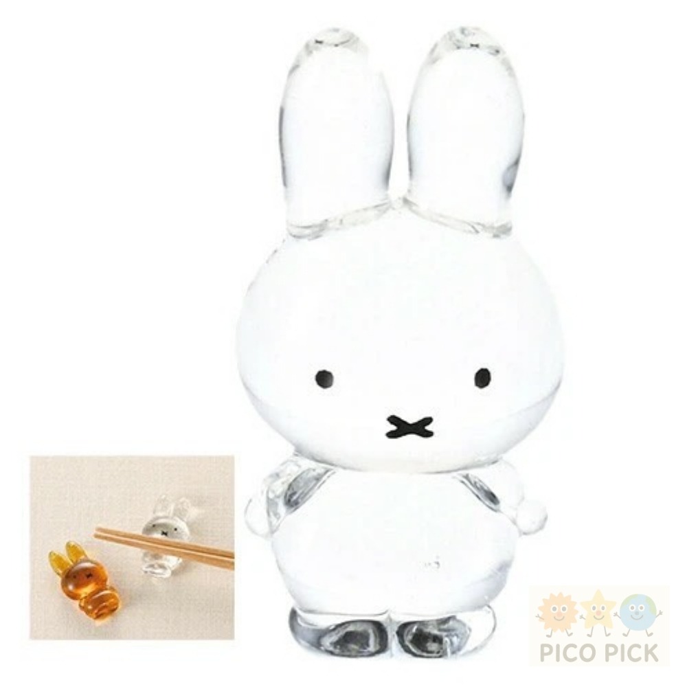 日本🇯🇵直送 【Miffy】玻璃筷架 透明／琥珀色（兔兔造型可愛餐桌小物）-細節圖2