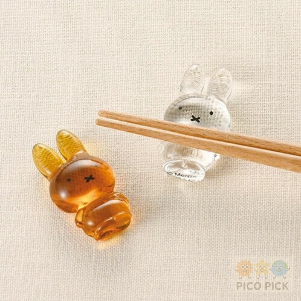 日本🇯🇵直送 【Miffy】玻璃筷架 透明／琥珀色（兔兔造型可愛餐桌小物）-細節圖4