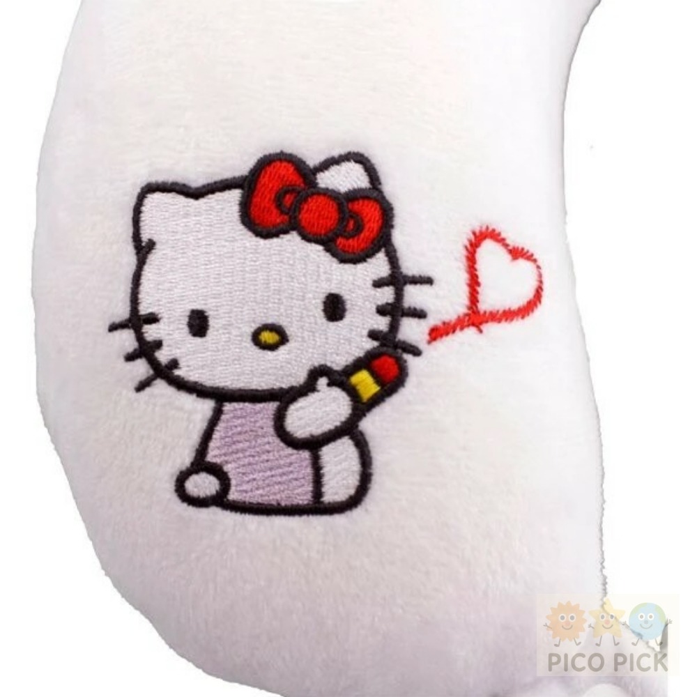 日本🇯🇵直送｜正版Sanrio Hello Kitty 刺繡頸枕/旅行枕 白色愛心款／黑色愛心款-細節圖3