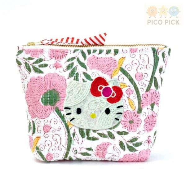 日本 🇯🇵Hello Kitty × MAYGLOBE 大號化妝包｜手工刺繡收納包-細節圖2