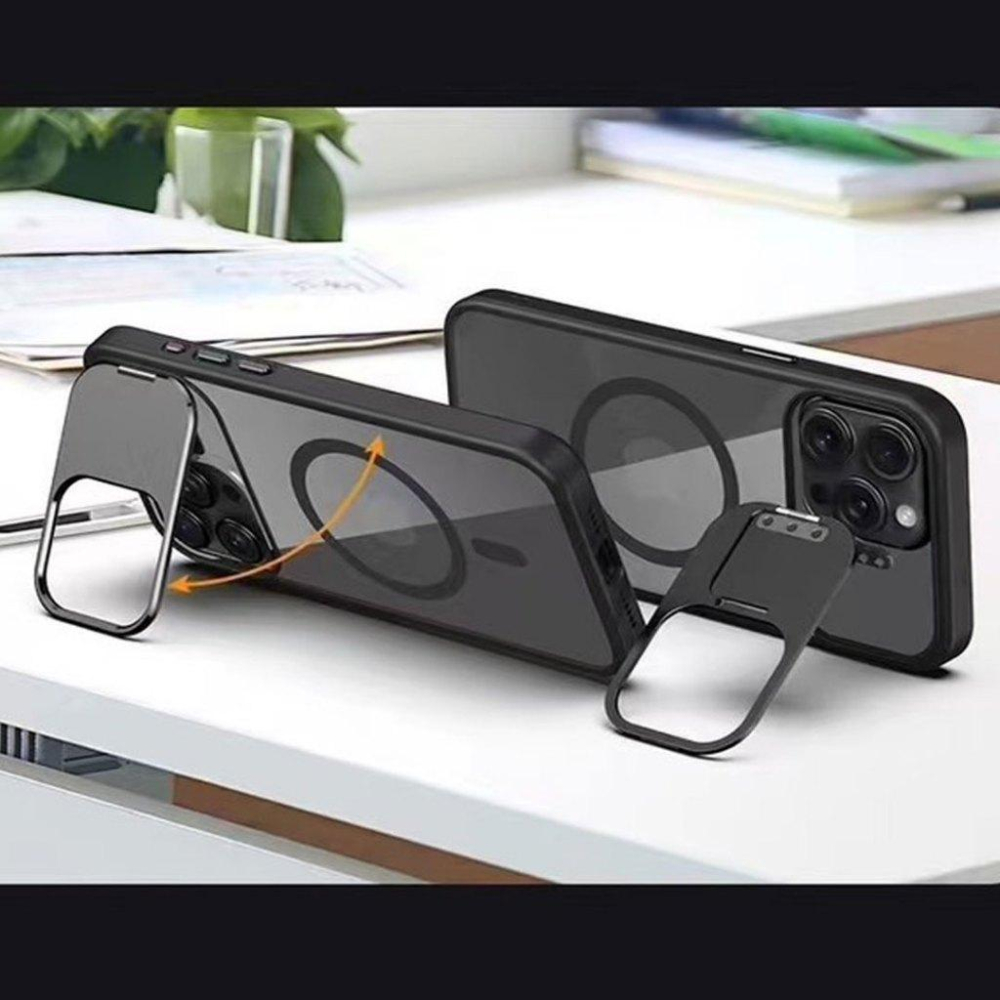 多維度鏡頭支架 磁吸無線充 贈送鏡頭膜 防摔殼 適用於 iPhone 15 13 保護殼-細節圖5