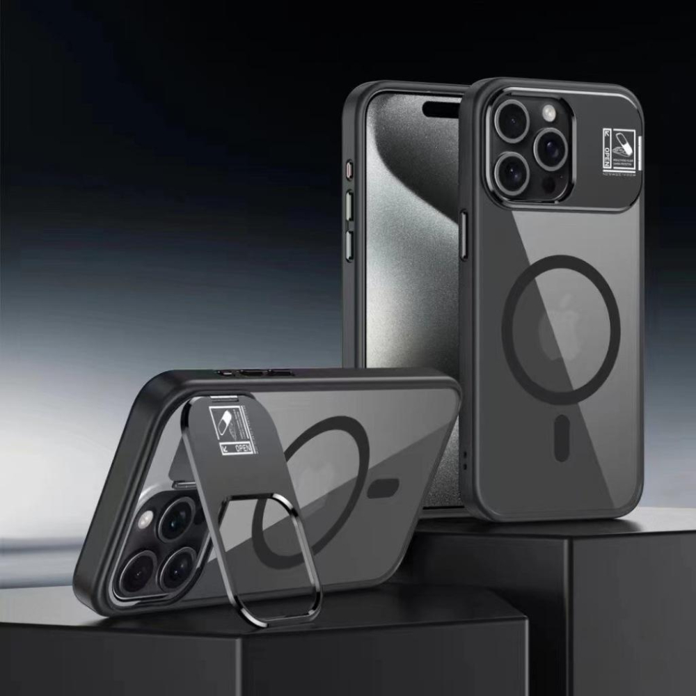 多維度鏡頭支架 磁吸無線充 贈送鏡頭膜 防摔殼 適用於 iPhone 15 13 保護殼-細節圖8