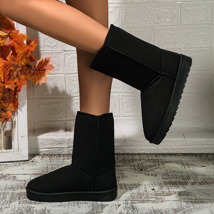 C 保暖長筒雪地靴 毛毛靴 柔軟加絨加厚雪地靴 出國必備-細節圖9