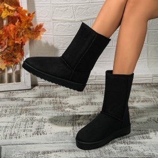 C 保暖長筒雪地靴 毛毛靴 柔軟加絨加厚雪地靴 出國必備-規格圖10