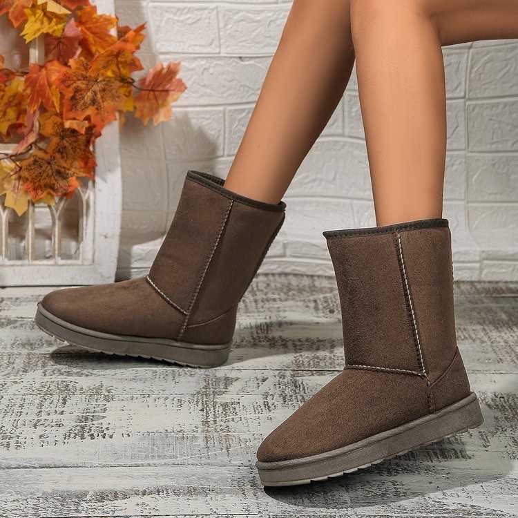 C 保暖長筒雪地靴 毛毛靴 柔軟加絨加厚雪地靴 出國必備-規格圖10