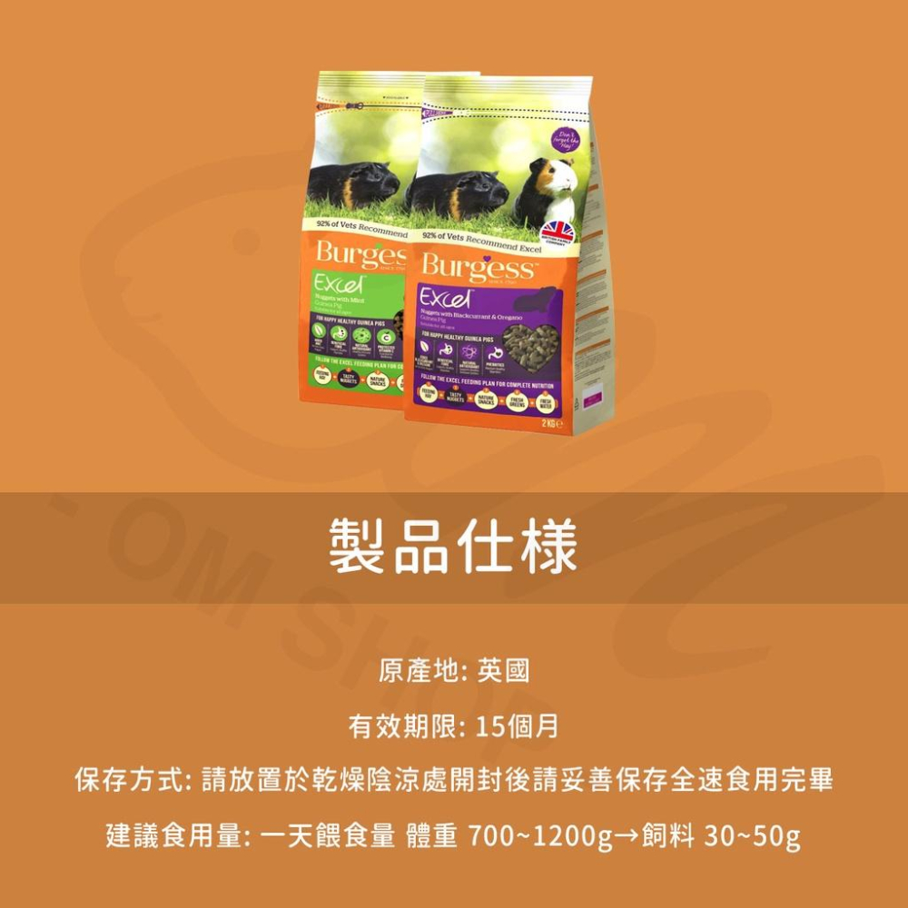 【快速出貨🚚】伯爵BURGESS 飼料 天竺鼠飼料 機能飼料 黑加侖 奧勒岡 幼天 成天 室內 維他命c 英國 飼料-細節圖6