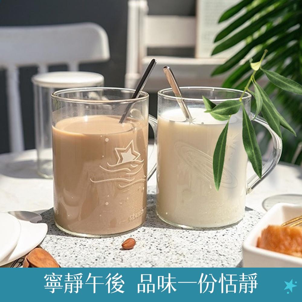 【附杯蓋及勺子】星空玻璃杯 高硼硅耐熱帶把 高温防燙透明果汁杯 玻璃咖啡杯 水杯泡茶杯 咖啡杯 玻璃杯 聖誕節 交換禮物-細節圖6