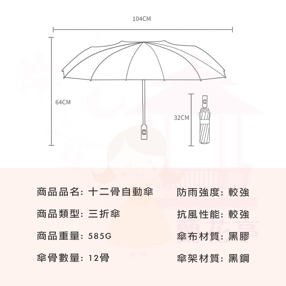 十二骨抗風雨傘 【黑膠自動傘】陽傘 加大自動傘 自動摺疊傘 12骨自動傘 自動傘 折疊傘 遮陽傘 摺傘 防風傘-細節圖4