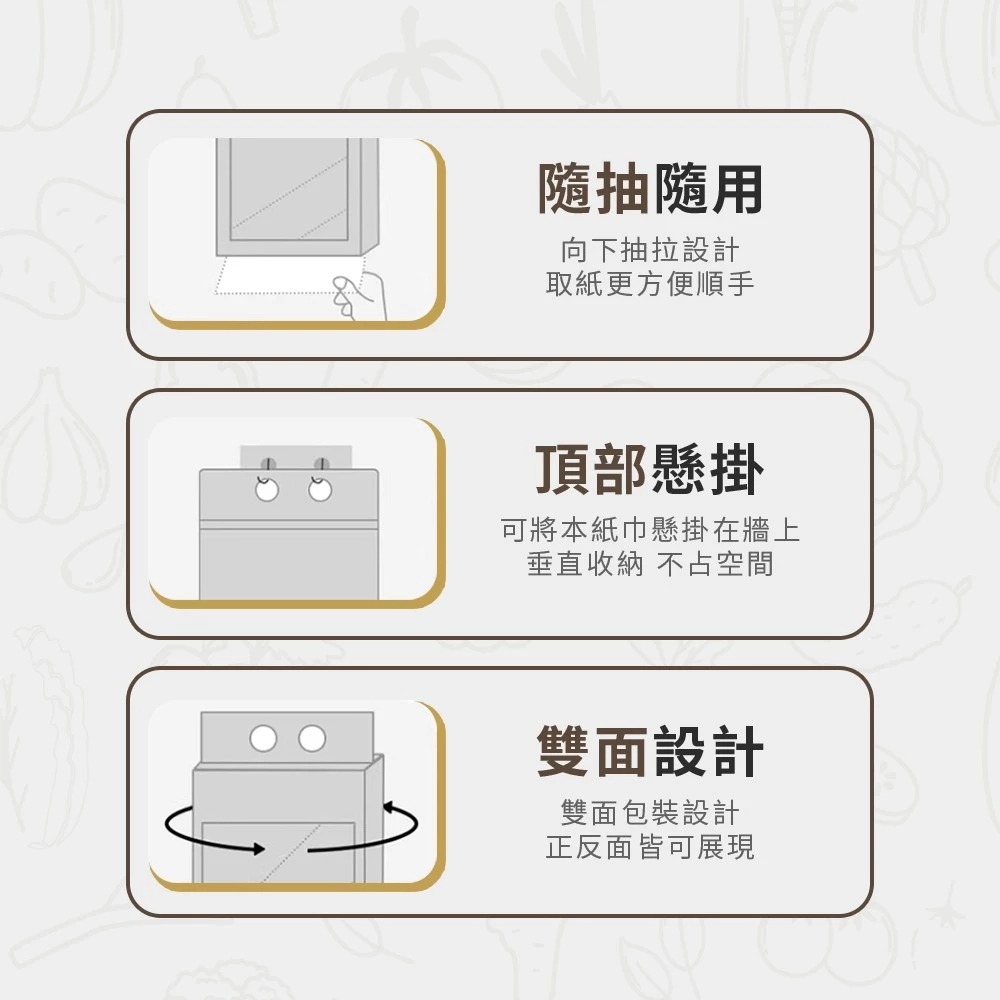 棠品居  廚房紙巾 吸水吸油 抽取式餐巾紙 厚紙巾 面紙 厚衛生紙 雙層加厚 乾濕兩用-細節圖7