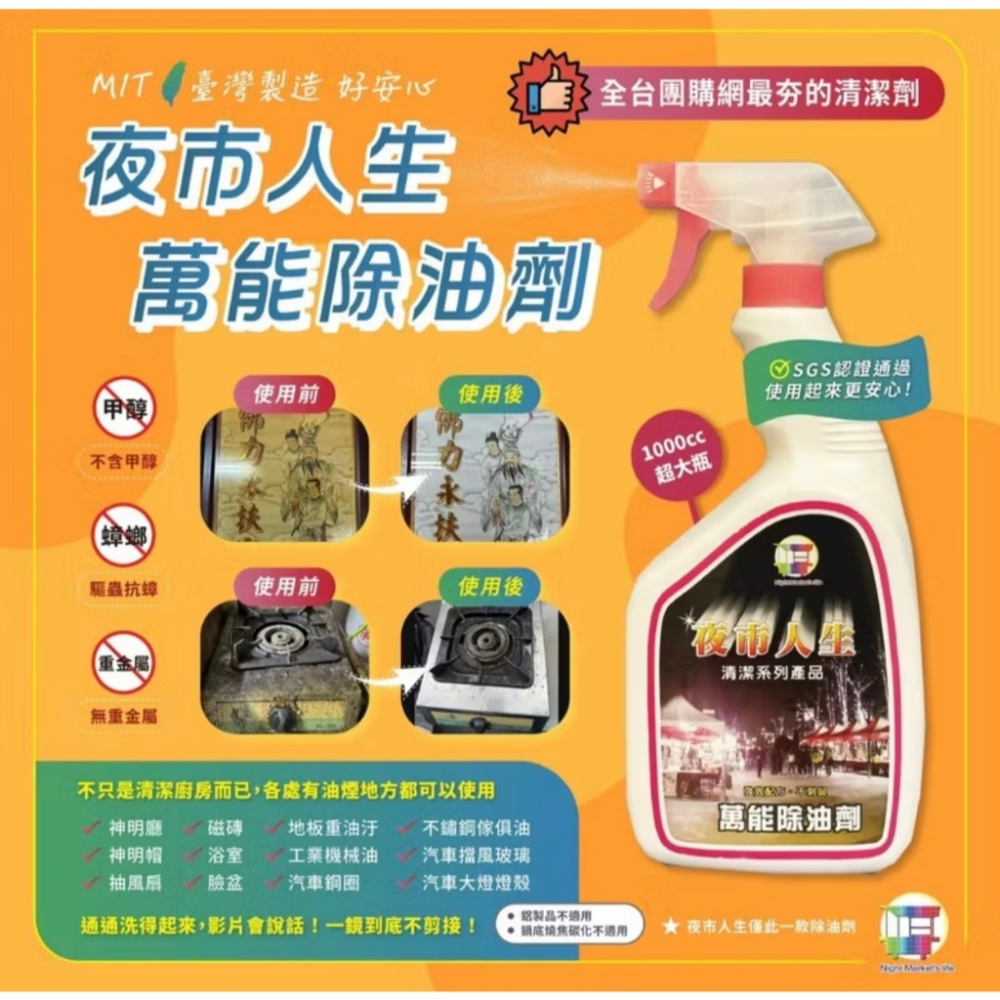 夜市人生 清潔劑系列 水垢還原劑 萬能除油劑 玻璃清潔劑 黑手黨洗手乳 地板清潔劑 廚房清潔劑 浴室清潔劑-細節圖9