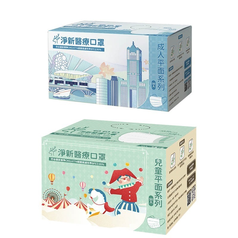 淨新口罩 醫用口罩 MD雙鋼印 拋棄式口罩 成人口罩 醫療口罩 平面口罩 一次性口罩-細節圖2