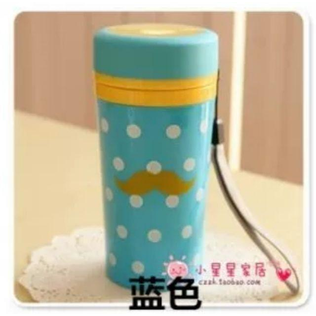 全新小鬍子點點冷水杯 雙層杯 點點 圓蓋 400Ml 大容量 輕便 好攜帶 環保杯冷水壺-細節圖7