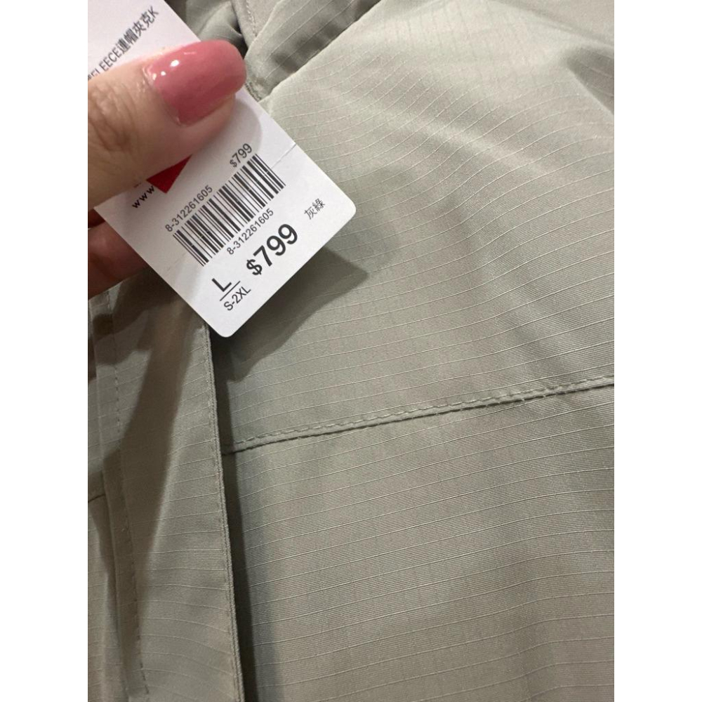 NET全新灰綠色衝鋒外套/刷絨拉鍊口袋款-細節圖2