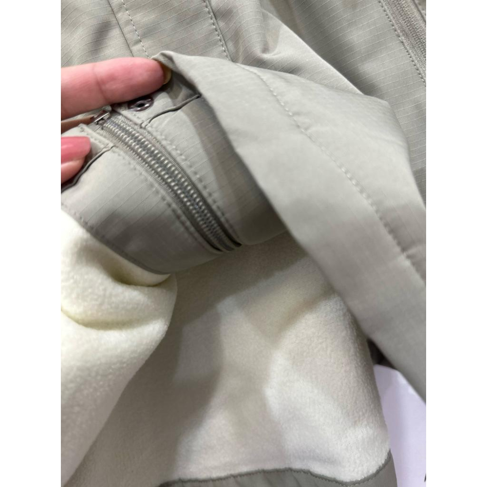 NET全新灰綠色衝鋒外套/刷絨拉鍊口袋款-細節圖3