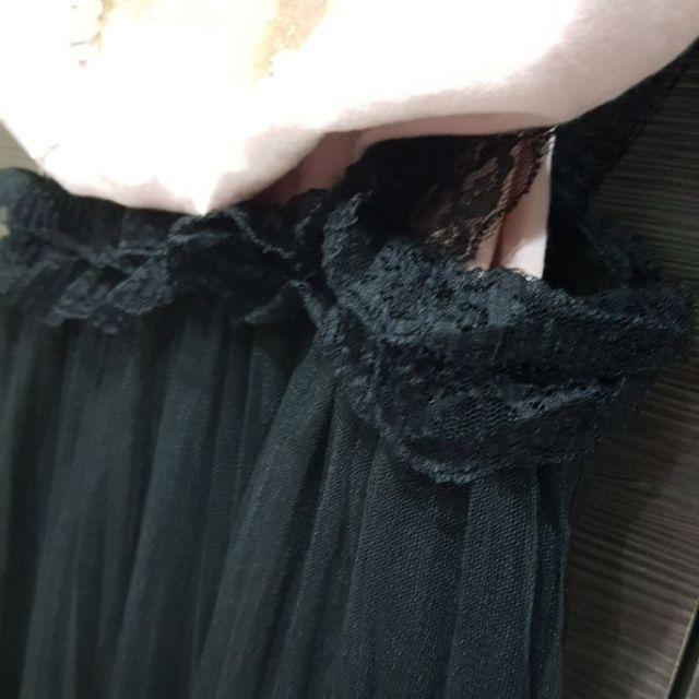 立體花朵珍珠5號短袖T恤搭配肩帶高腰浪漫紗裙 雪紡蕾絲肩帶紗裙 T恤 雪紡紗裙-細節圖5