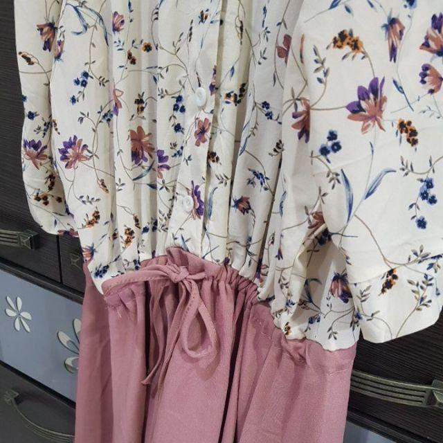 自訂雪紡細肩帶露肩綁帶連身洋裝 露肩 細肩帶 綁帶-細節圖3