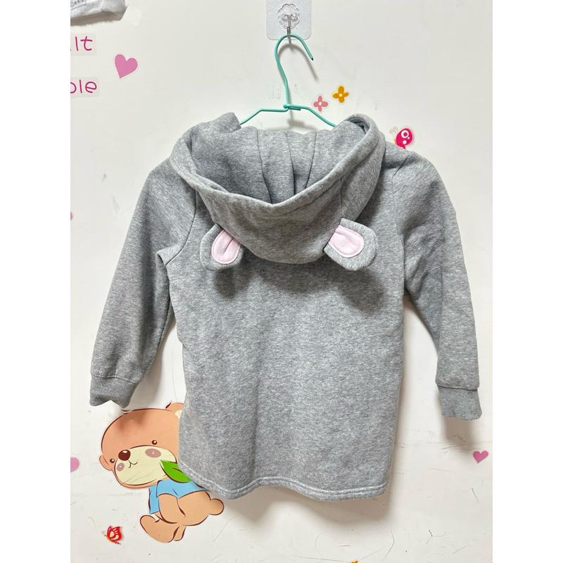 拍手國際超可愛兔兔刷毛連帽長版外套/女童外套110-120公分穿/連帽/長版外套-細節圖4