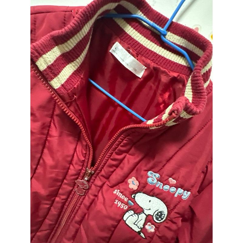史努比Snoopy刺繡拉鍊鋪棉保暖長版外套/女童外套100公分左右穿/無帽子/保暖外套-細節圖4