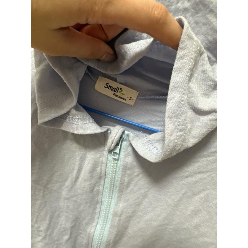 水藍色素面防曬薄外套/兒童外套5碼90公分左右穿/連帽外套-細節圖2