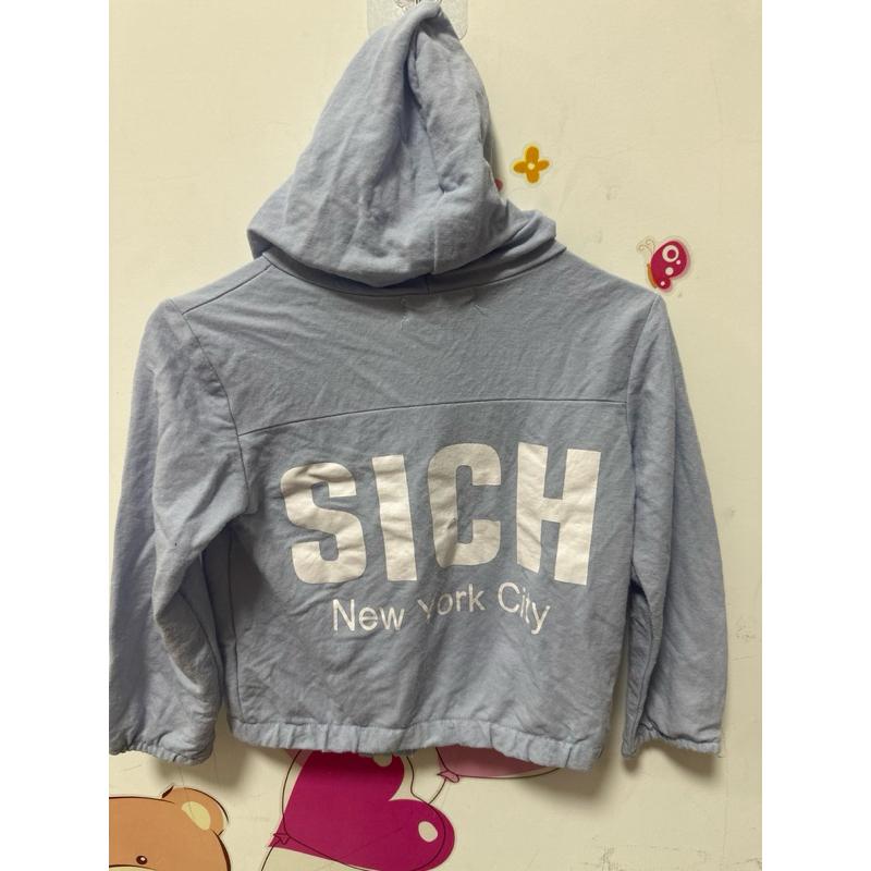 水藍色素面防曬薄外套/兒童外套5碼90公分左右穿/連帽外套-細節圖3