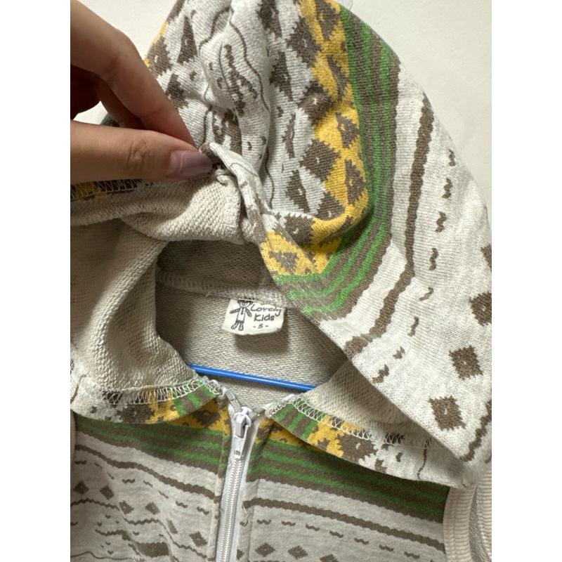 自然風小鹿條紋感連帽口袋背心/5碼90公分穿/背心上衣-細節圖2