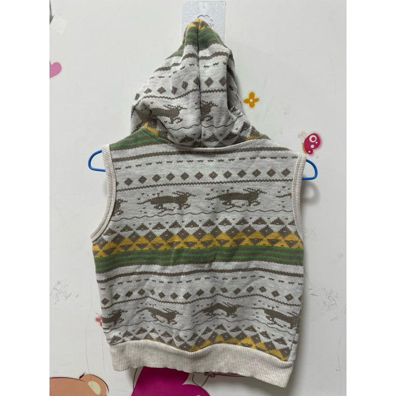 自然風小鹿條紋感連帽口袋背心/5碼90公分穿/背心上衣-細節圖3