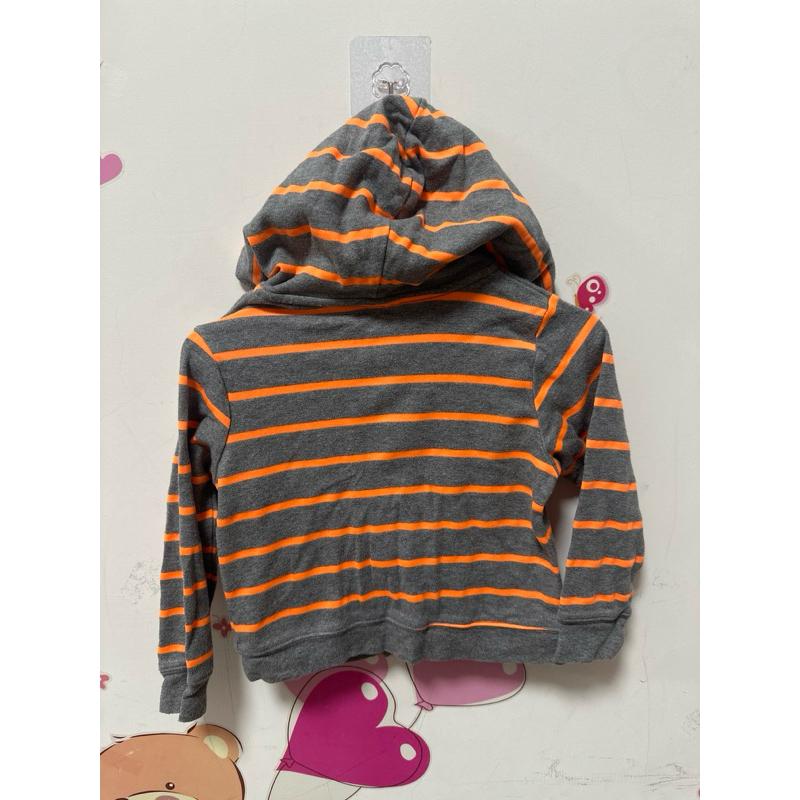 約90公分兒童外套/橘色拼接灰色兒童條紋外套/連帽外套/薄外套-細節圖3