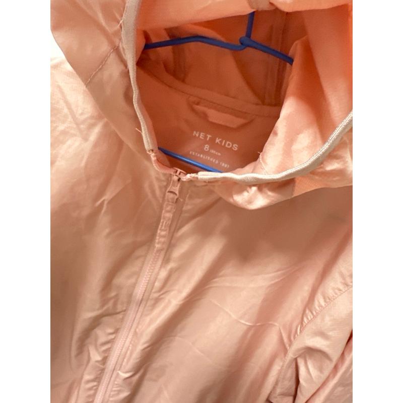 NET近新/8碼130公分女童粉色素面防曬外套/連帽外套-細節圖2