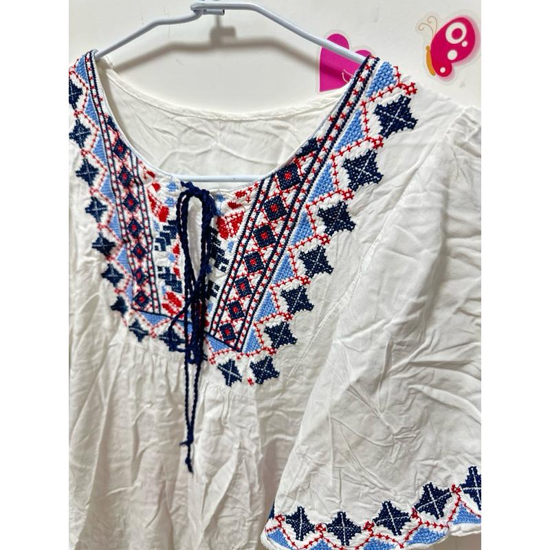 民俗風超涼爽寬鬆上衣/長版上衣/夏天很舒服/可當孕婦裝-細節圖3