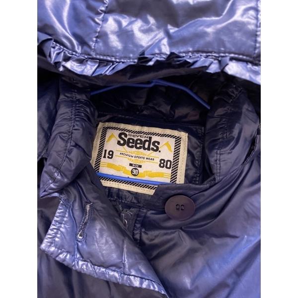 童裝/SEVEN兒童深藍色連帽鋪棉保暖長版外套/90碼-細節圖2