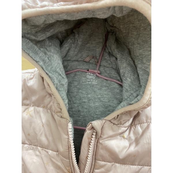 童裝/NET連帽粉色雪花鋪棉保暖外套100碼-細節圖2