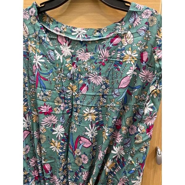 泰國代購/泰國帶回綠色花朵可愛綁帶V領洋裝/舒服清涼/顯瘦/性感/可愛/夏天墾丁風-細節圖2