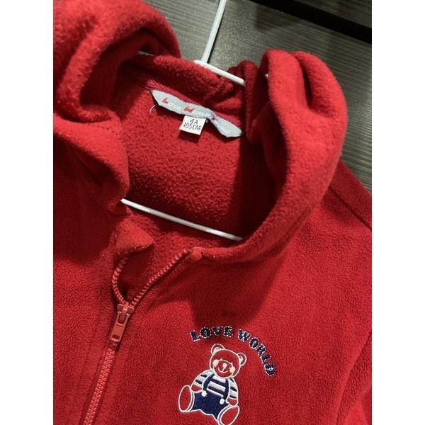 二手連帽紅色小熊外套/兒童外套/105公分-細節圖2