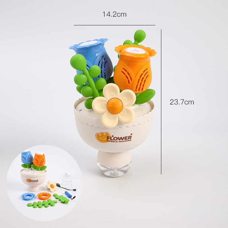 【台灣出貨】捧花造型泡泡機;花束泡泡機手捧花電動全自動出泡兒童手持玩具新款吹泡泡婚禮自動泡泡機，親子玩具-規格圖8