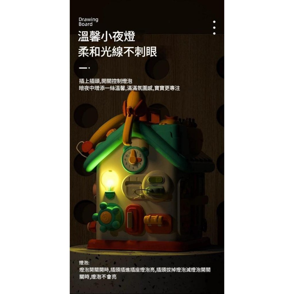 【台灣出貨】啟蒙益智六面忙碌屋-拉鍊、扣子、插座、開關、轉盤、齒輪、鐘錶、穿繩板等多功能操作元件母嬰玩具親子幼教-細節圖3