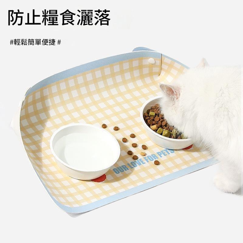 【台灣出貨】寵物餐墊高品質PU皮革製成，餐碗墊、飲水墊，可有效防止飼料與水灑落弄髒地面。寵物碗餵食器具食盆-細節圖4