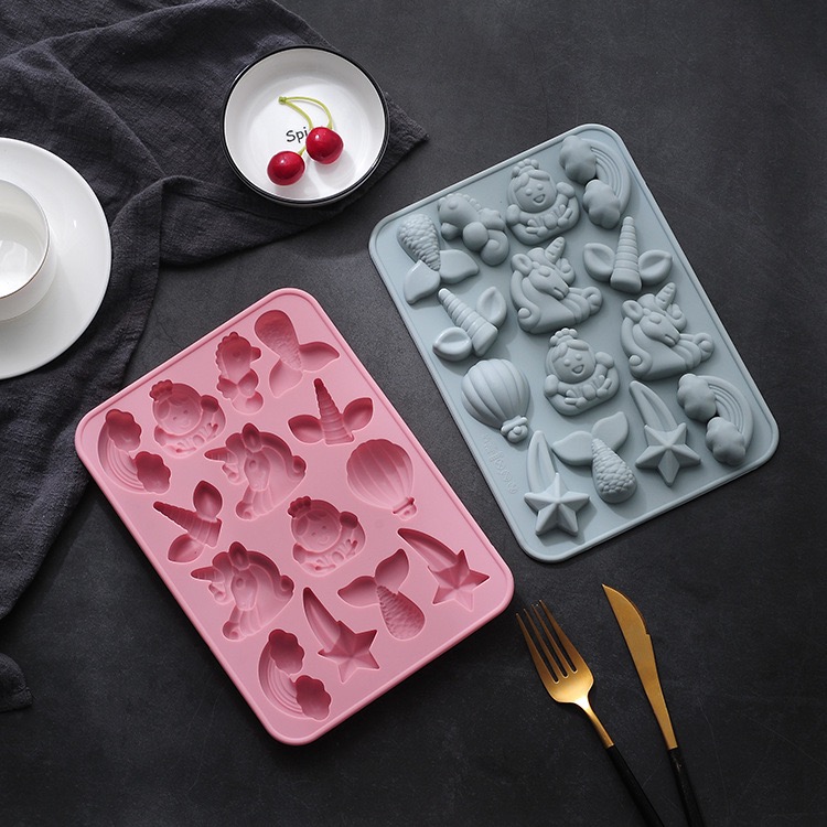 ［矽膠模具］童話故事 美人魚 獨角獸 14連矽膠模具 烘焙 蛋糕 甜點 巧克力 蠟燭 擴香石 手工皂 製作-細節圖3