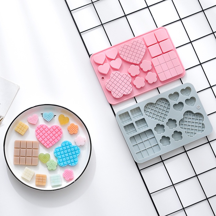 ［矽膠模具］愛心 花朵 華夫造型矽膠模具 烘焙 蛋糕 甜點 餅乾 巧克力 滴膠 製作-細節圖2