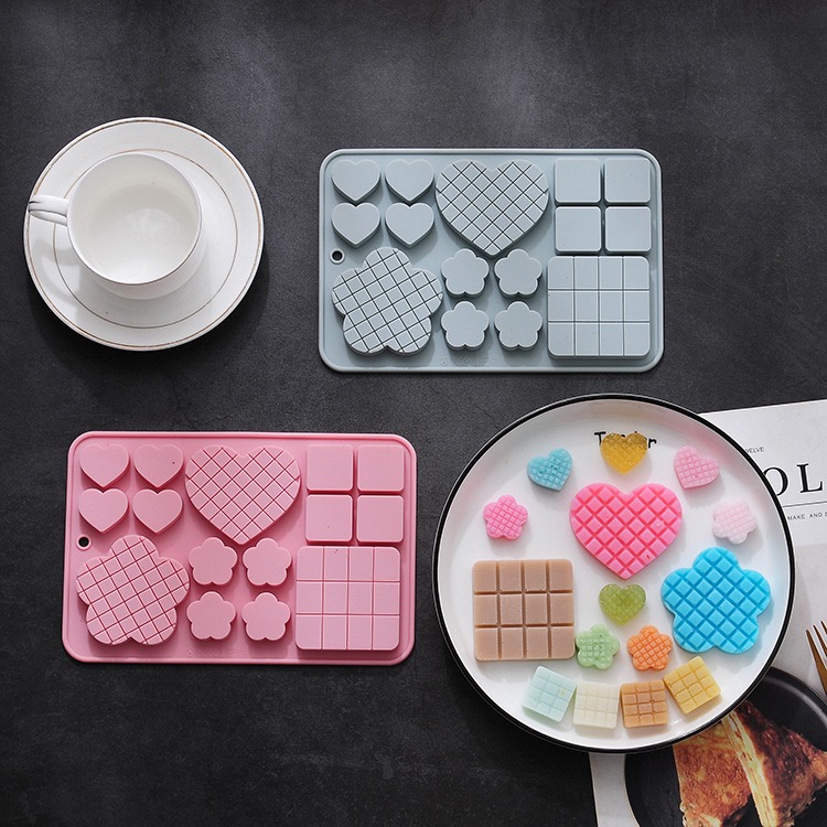 ［矽膠模具］愛心 花朵 華夫造型矽膠模具 烘焙 蛋糕 甜點 餅乾 巧克力 滴膠 製作-細節圖3