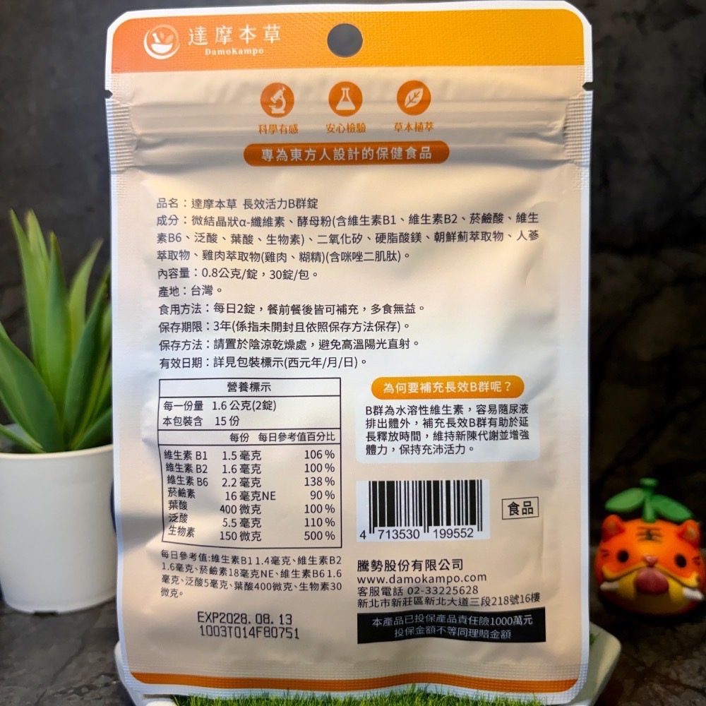 【現貨 開發票 正品保證】達摩本草 長效活力B群錠 (30粒/包) B群 達摩本草B群 效期2028/08 達摩B群-細節圖3