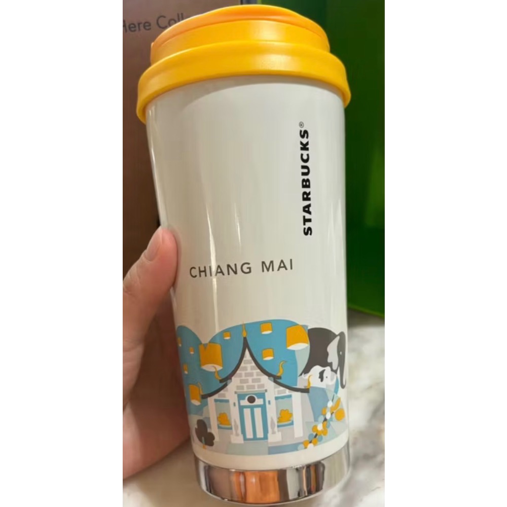 星巴克STARBUCKS泰國清邁 不鏽鋼隨行杯 16OZ 大象 水燈-細節圖2