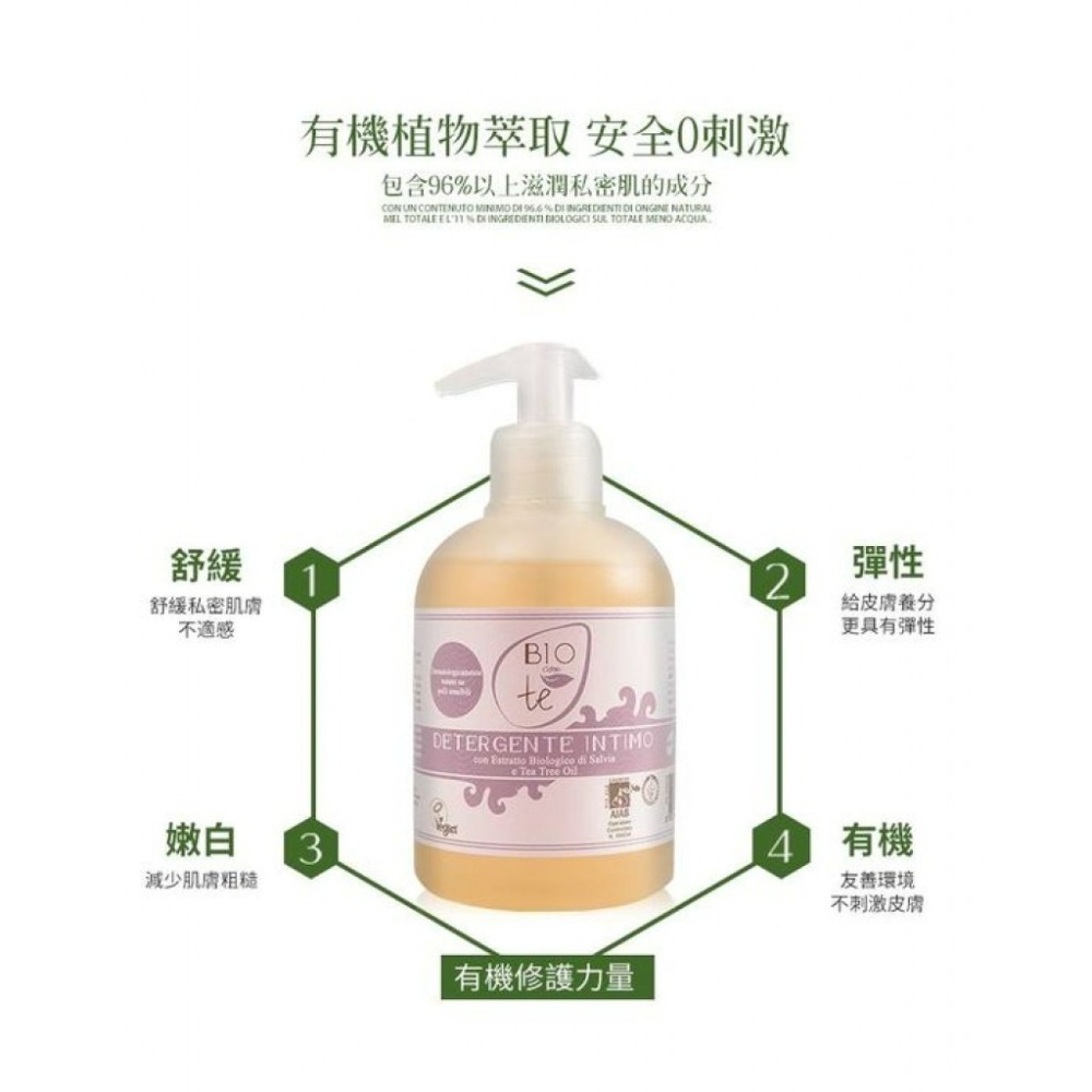 義大利原裝【BIOCONTÈ】義大利有機鼠尾草女性私密處清潔凝露(300ml) 最新到貨 現貨-細節圖4
