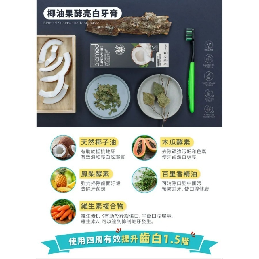 Biomed 蓓齒美 無氟牙膏 草本牙膏 竹炭牙膏 護齦牙膏 椰子油牙膏 (100g)歐洲原裝 現貨-細節圖6