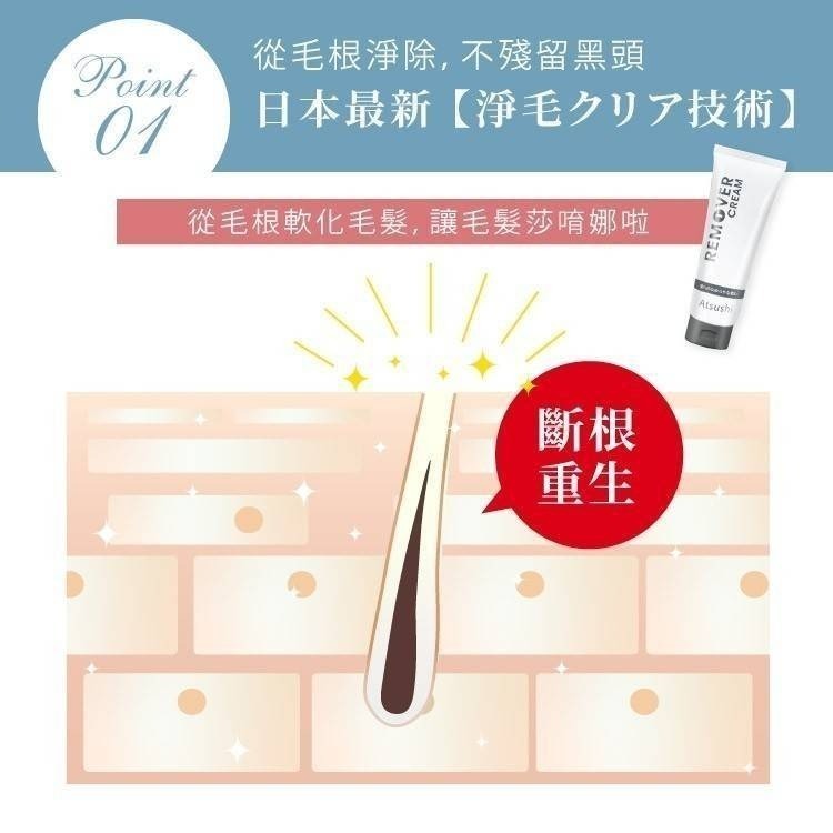 【多件優惠最低$499】淳 Atsushi 淨毛革命白溜霜 脫毛膏 腋下除毛 除毛霜 (70g) 男女皆適用 現貨-細節圖4