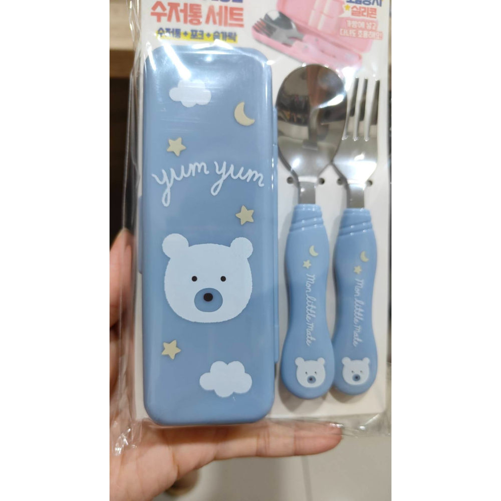 韓國大創 小兔子、小熊  幼童餐具組合-細節圖2