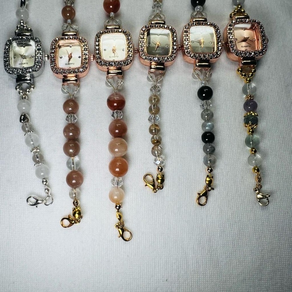 [shan]👉闆娘手作👈水晶手鍊手錶 紅兔毛 灰月光 白月光 彩幽靈 彩螢石 禮物-細節圖2